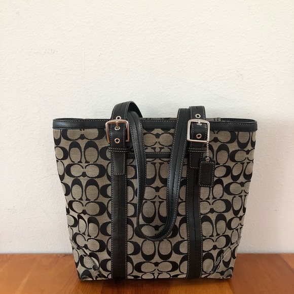 Coach Handbags - Coach Black & Gray Tote w/ Adjustable Straps